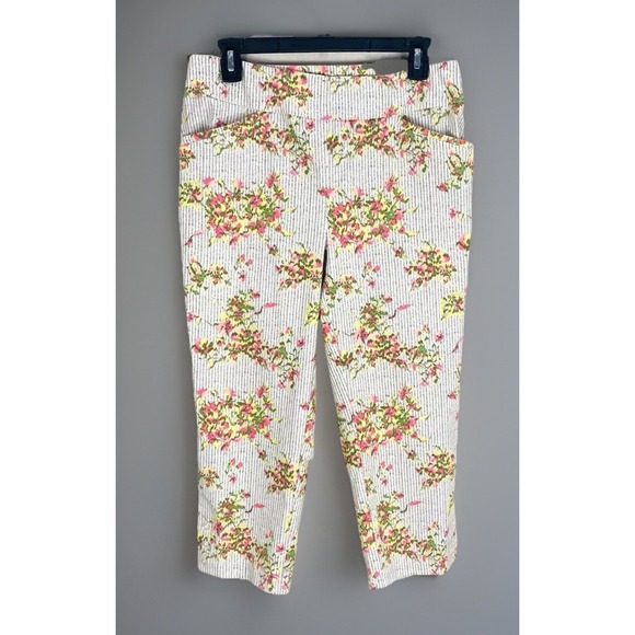 NWT Chicos perfect stretch Cropped pants size 0.5 small/6 Ditzy Floral Striped - Picture 1 of 14
